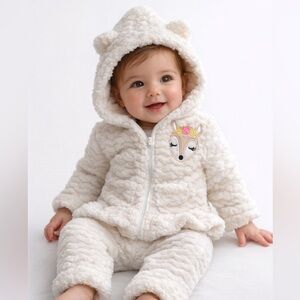 Cute Babe Baby Girl Sherpa Hoodie & Pants Set | 6–9M  NWT